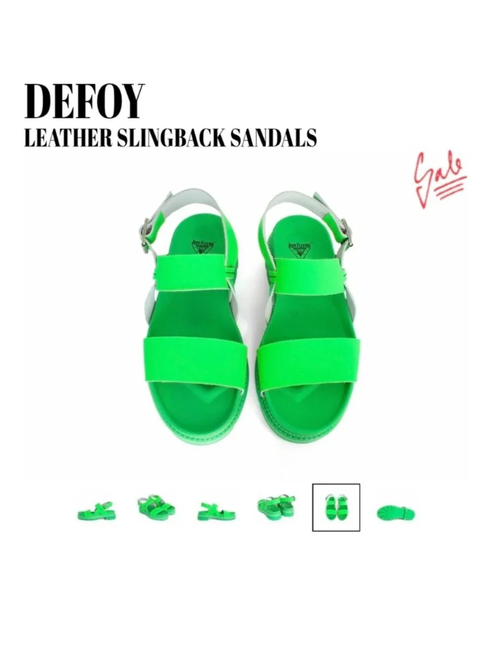 John Fluevog x Anna Sui 7th Heaven Defoy Leather Slingback Sandal Green W8 (M 6)